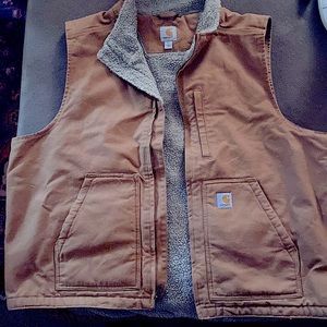 Carhartt Duck Vest with fleece inner.